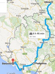 Auto mapa puta preko kanjona Morace do nasih apartmana