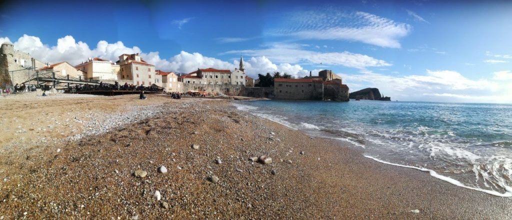 Budva Montenegro old town beach and the blue sky