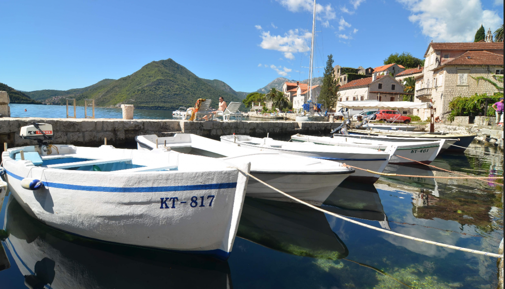 montenegro seaside boka kotorska bay blue sky blue sea water