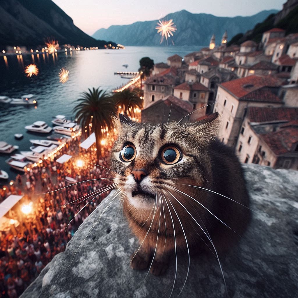 kotor stari grad mačka na zidinama
