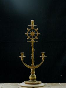 Candlestick in bronze. Rare and unique collection of handmade candle holders.
